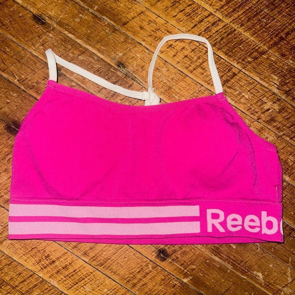 Reebok girls L barbiecore athletic sporty strappy bra
